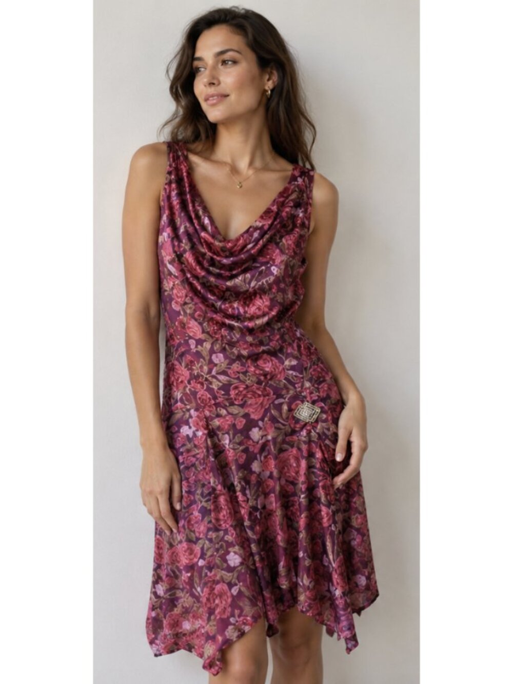 UNIQUE VINTAGE Velvet Burnout Floral Ruched Dress Pink XL Retro Pinup Cocktail